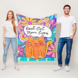Couverture Polaire Meilleure maman de chat cadeau pour maman qui aime