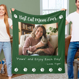 Couverture Polaire Meilleure Maman de Chat Pattes Photo de Compagnon