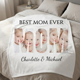 Couverture Polaire Meilleure Maman Ever 3 Photos Lettres Découpées 