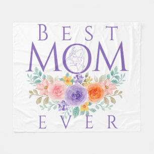 Couverture Polaire Meilleure Maman Fleurs, Citation de la Fête des Mè
