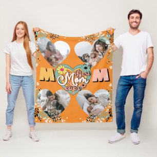 Couverture Polaire Meilleure maman Jamais Multi-Coeur forme Photo Fle