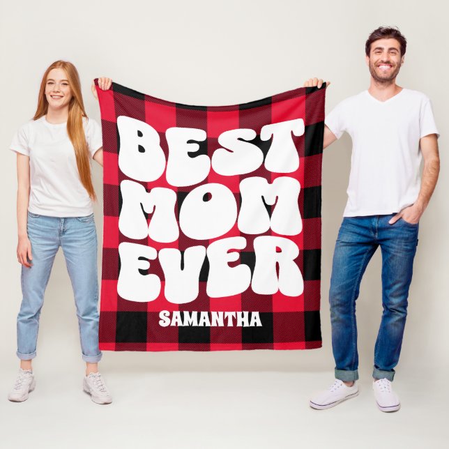 Couverture Polaire Meilleure Maman Jamais Russe Rouge Buffalo Plaid N (En situation)