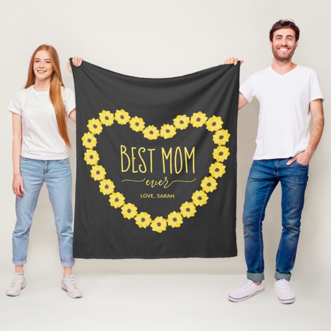 Couverture Polaire Meilleure maman jamais Sunflower Coeur Nom personn (En situation)