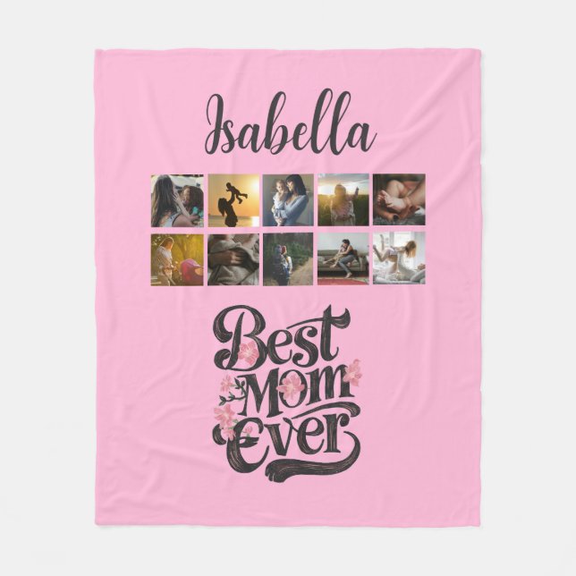 Couverture Polaire Meilleure maman Jour Script Cadeaux de la Fête des (Devant)