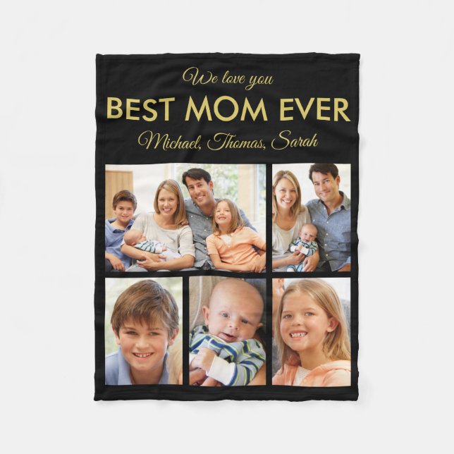 Couverture Polaire Meilleure Maman Toujours Fête des mères Collage ph (Devant)