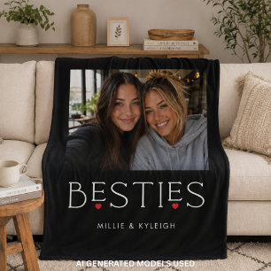 Couverture Polaire Meilleures Amies Copine Cœur Typographie Photo Noi