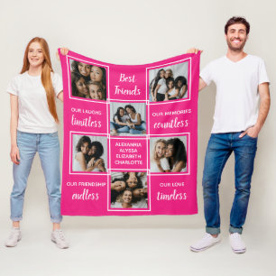 Couverture Polaire Meilleurs Amis Amitié Poème Pink Photo Collage
