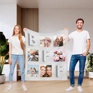 Couverture Polaire Meilleurs amis argent photo collage