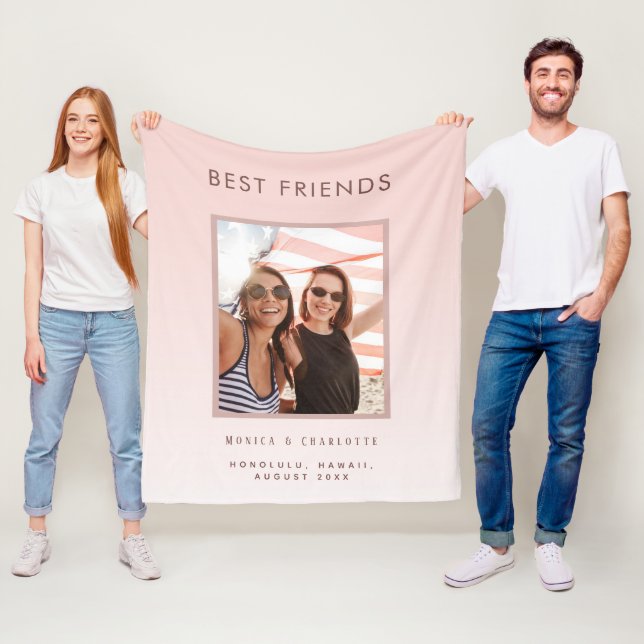 Couverture Polaire Meilleurs amis blush rose or photo (En situation)