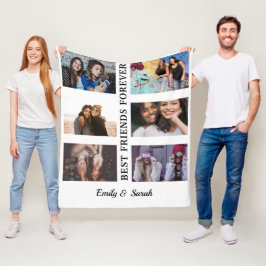 Couverture Polaire Meilleurs amis noms personnalisés et 6 photos coll