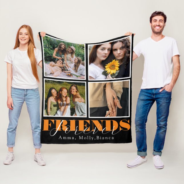 Couverture Polaire meilleurs amis pour toujours mignon 4 photos colla (En situation)