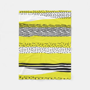 Couverture Polaire Mélange jaune et noir Motif géométrique