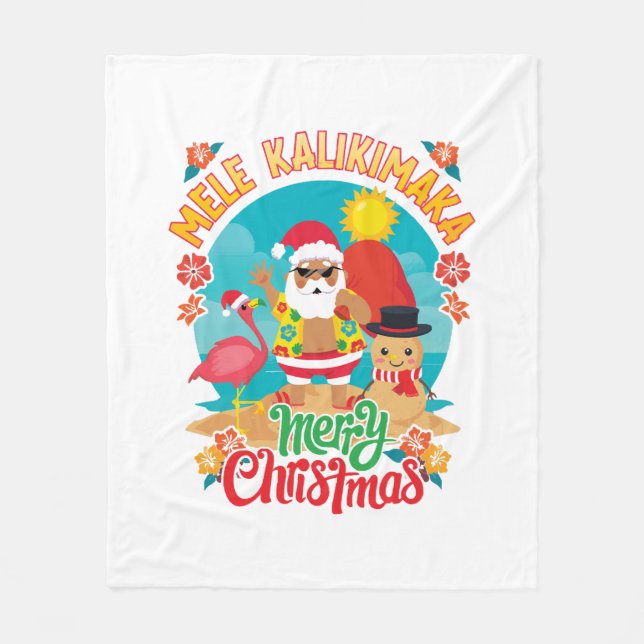 Couverture Polaire Mele Kalikimaka pour un Noël hawaïen brillant (Devant)