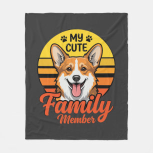 Couverture Polaire Membre de la famille Corgi adorable amateur de chi
