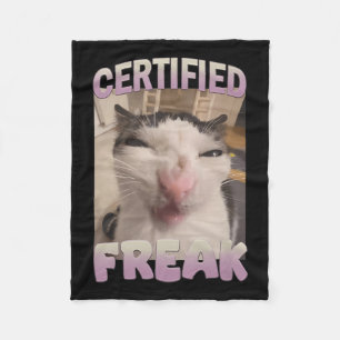 Couverture Polaire Mème de chat Freak Certifié Mèmes Offensifs Funn