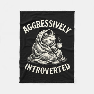 Couverture Polaire Meme de grenouille drôle sarcasique introverti agr