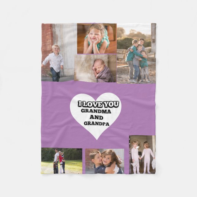 Couverture Polaire Mémé et Papi Collage Violet Ému (Devant)