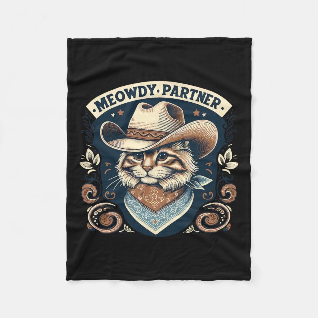 Couverture Polaire Meowdy Partenaire Chat Cowboy Casquette Howdy Funn (Devant)