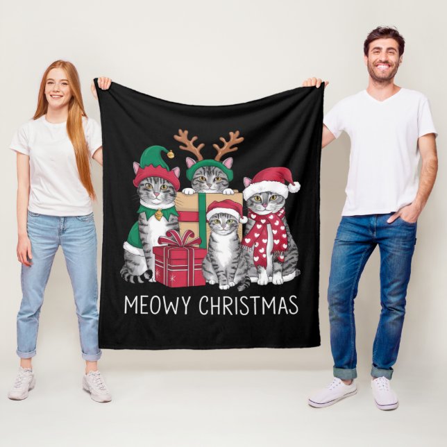 Couverture Polaire Meowny Noël Chat Noël Xmas Funny Chats Amoureux (En situation)