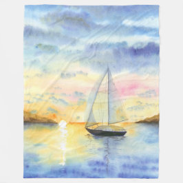 Couverture Polaire Mer au coucher du soleil
