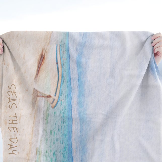 Couverture Polaire Mer Le Jour Plage Bateau De Pêche (Créateur téléchargé)