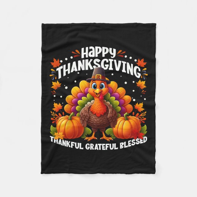 Couverture Polaire Merci Grateful Bon thanksgiving Turke (Devant)