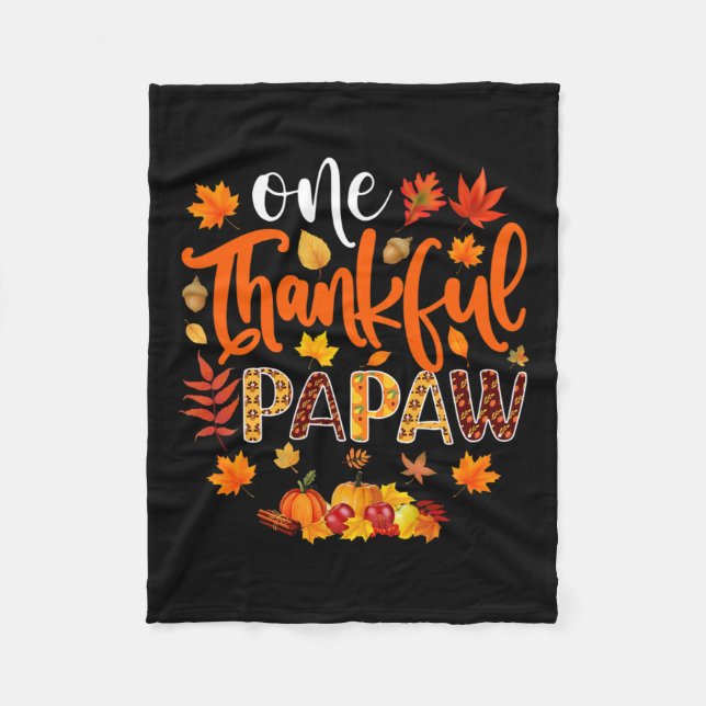 Couverture Polaire Merci Papaw Fun Automne Automne Thanksgiving (Devant)