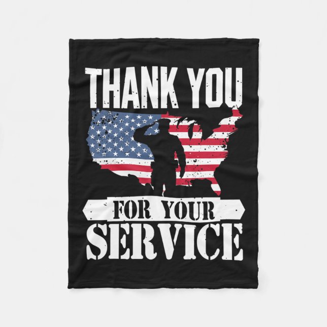 Couverture Polaire Merci Service vétéran salue Patriot Militaire (Devant)