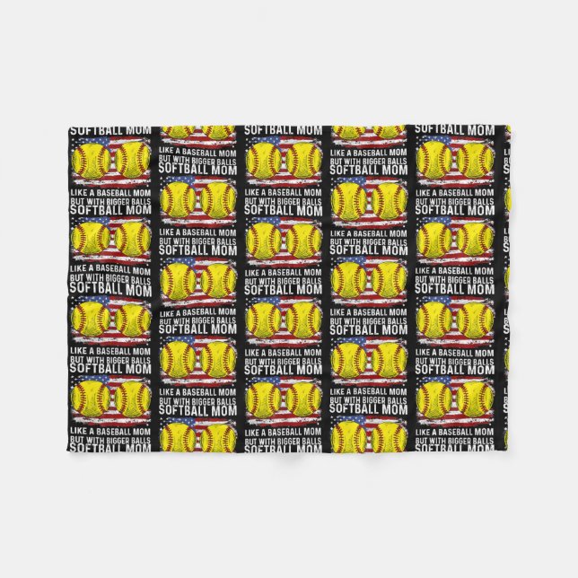 Couverture Polaire Mère de softball Like A Baseball Mère de but With  (Devant (Horizontal))