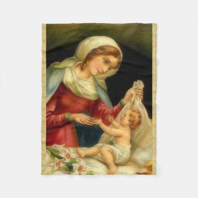 Couverture Polaire Mère Mary de Vierge avec le bébé Jésus (Devant)