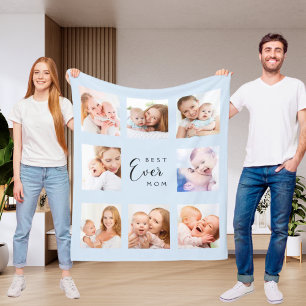 Couverture Polaire Mère mère bébé bleu photo collage