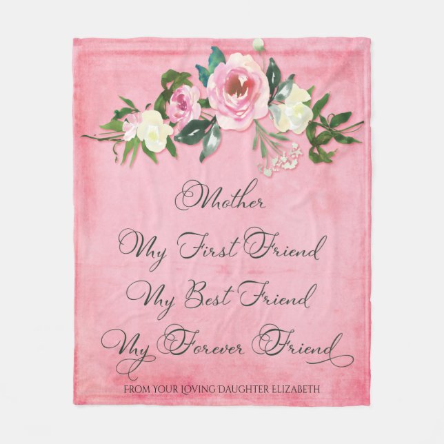 Couverture Polaire Mère rose Floral Rose Inspiration (Devant)