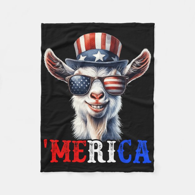 Couverture Polaire Merica Chèvre Patriotique 4 juillet Drôle Enfants  (Devant)