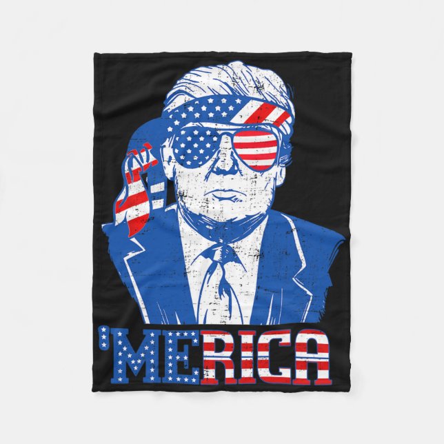 Couverture Polaire Merica Trump 4 juillet heureux Trump Drapeau améri (Devant)