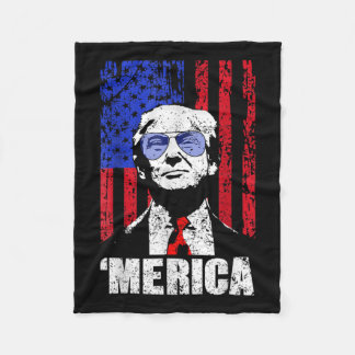 Couverture Polaire Merica Trump 4 juillet heureux Trump Drapeau améri