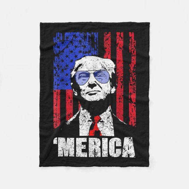 Couverture Polaire Merica Trump 4 juillet heureux Trump Drapeau améri (Devant)