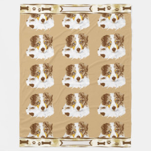 Couverture Polaire Merle rouge w/Tan australien laisse le cust.