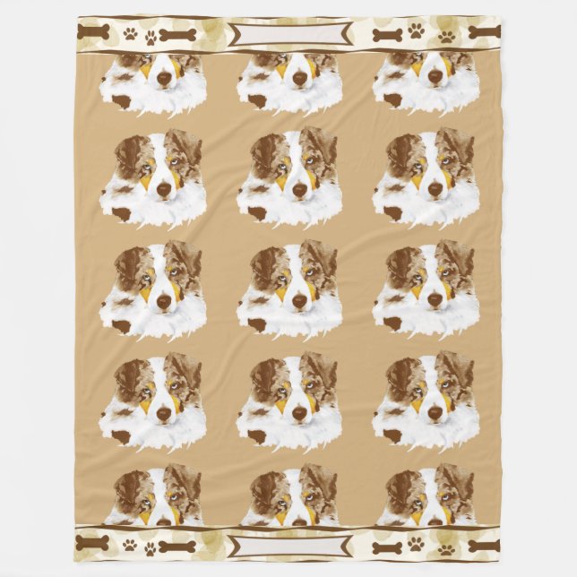 Couverture Polaire Merle rouge w/Tan australien laisse le cust. (Devant)