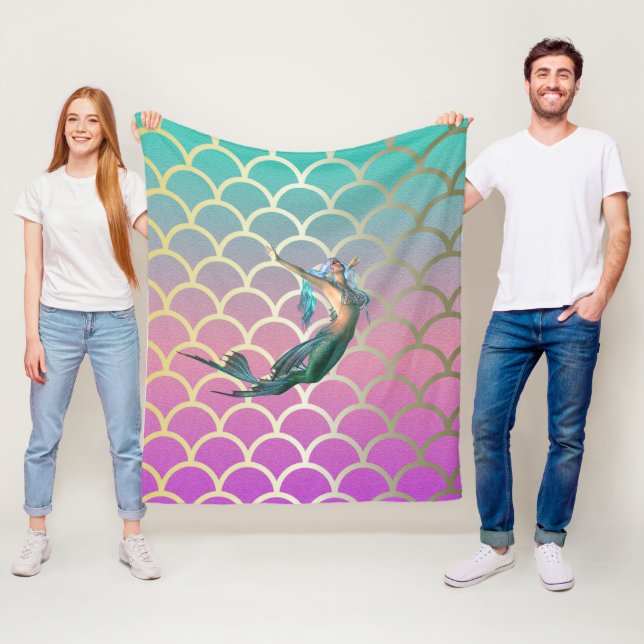 Couverture Polaire Mermaid On ombre Mermaid Tail Scales (En situation)