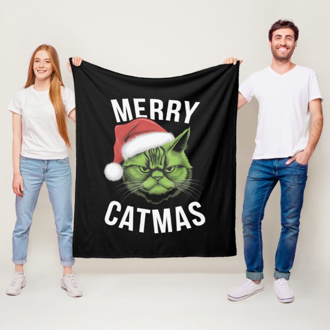 Couverture Polaire Merry Catmas Funny Amoureux de les chats Noël (En situation)