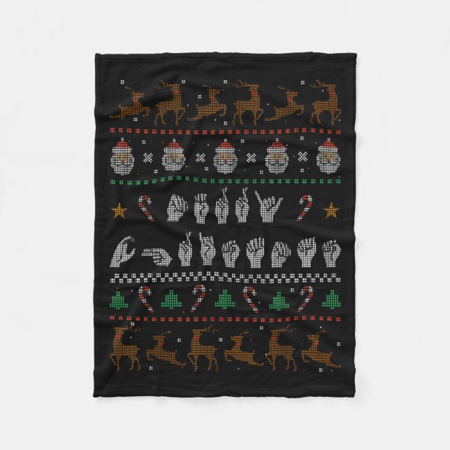 Couverture Polaire Merry Christmas Asl Sign Language Deaf Pride Sped  (Devant)
