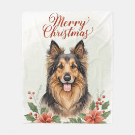Couverture Polaire Merry Christmas Dog Cozy Winter Holiday Blanket