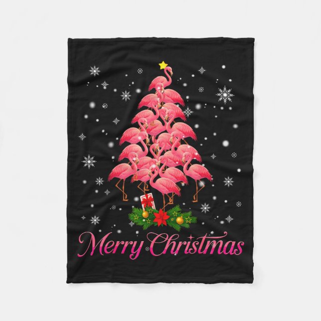 Couverture Polaire Merry Christmas Flamingo Snowflake Tree Xmas Men W (Devant)