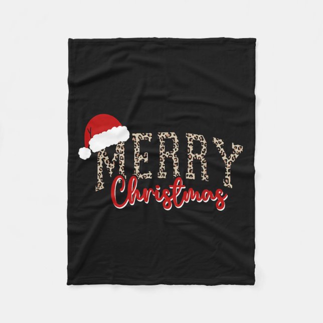 Couverture Polaire Merry Christmas Pattern Xmas Leopard Family Cute W (Devant)