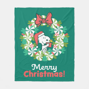 Couverture Polaire Merry Christmas Peppermenthe Holiday Wreath