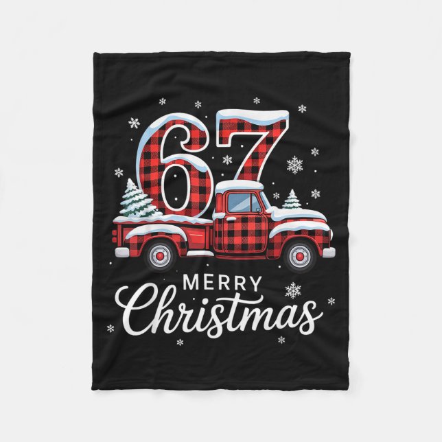 Couverture Polaire Merry Christmas Red Plaid Truck Buffalo Family 67  (Devant)