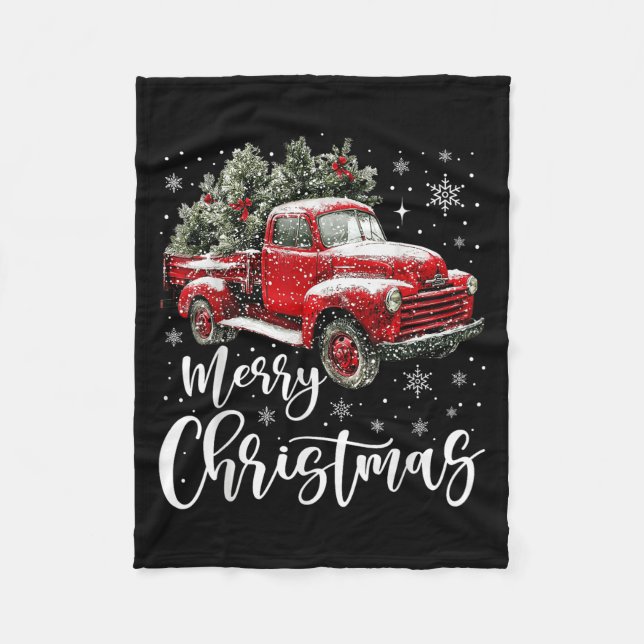 Couverture Polaire Merry Christmas Red Truck Family Matching Christma (Devant)