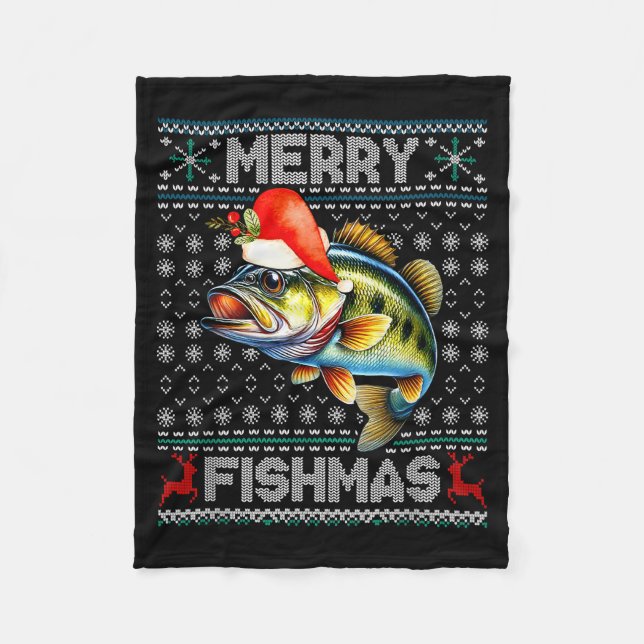 Couverture Polaire Merry Fishmas Christmas Holiday Santa Fishing Xmas (Devant)