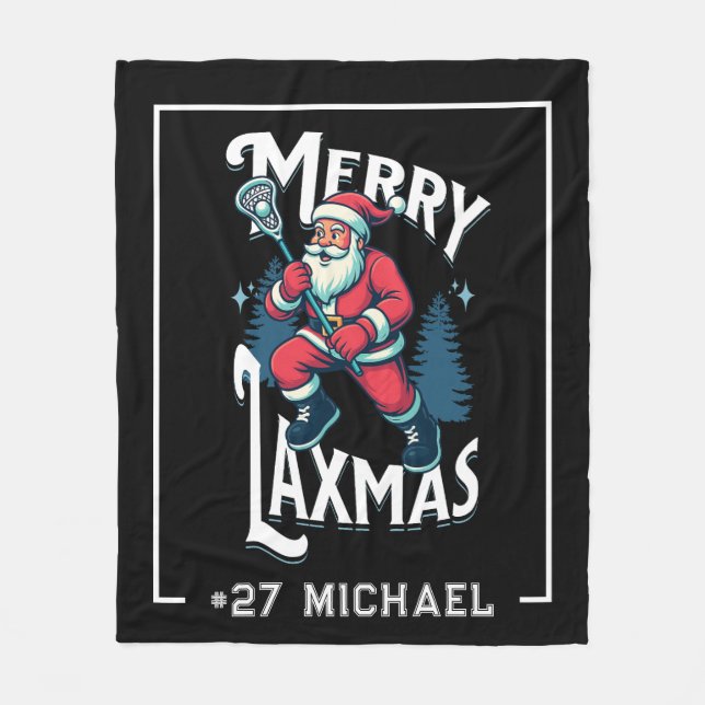 Couverture Polaire Merry Laxmas Black Christmas Lacrosse Christmas (Devant)