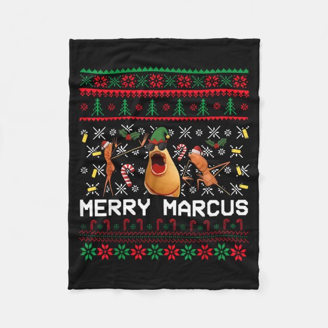 Couverture Polaire Merry Marcus Ugly Christmas Sweater Funny The Worm (Devant)